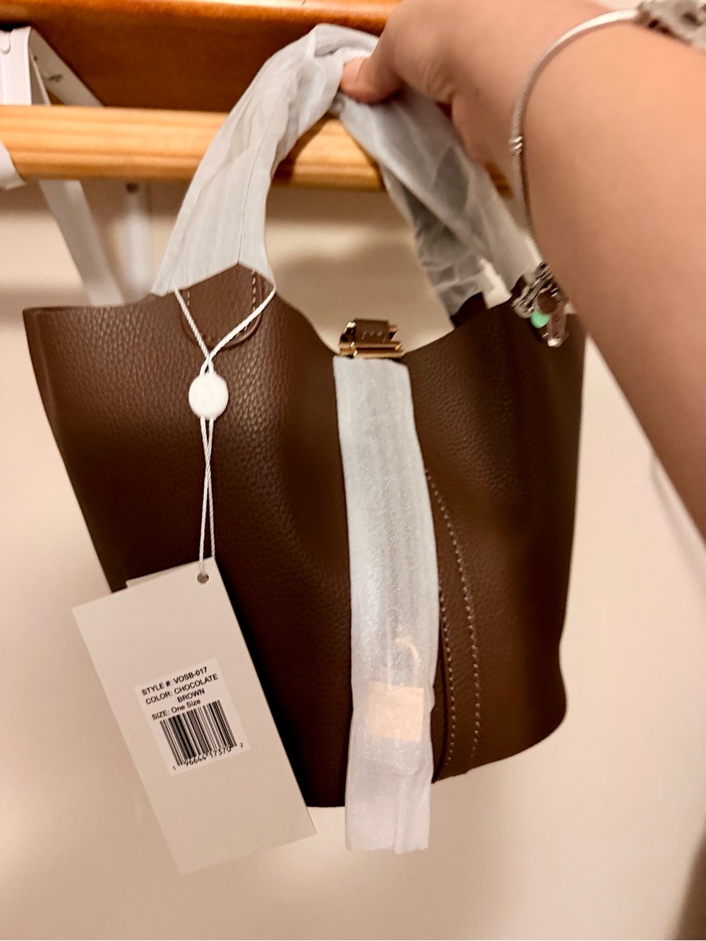 Valentino Orlandi Brown Mini Tote with Gold Padlock - Picture 2 of 2